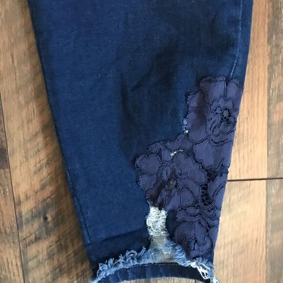 Lane Bryant Jeans Plus SZ 22 mid rise super Stretch Blue skinny appliqué ankle - Picture 7 of 7